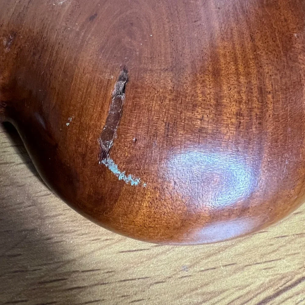 Vintage Mahogony Tray‎ MCM Leaf Wooden Haiti Coastal Boho Catchall Dish Decor